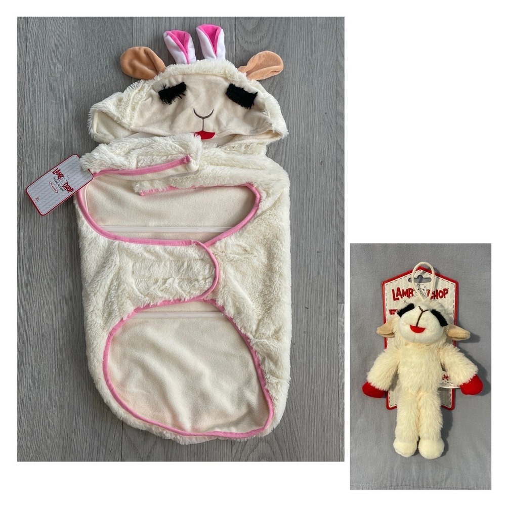 NEW Cute Lamb Chop w/ Bunny Ears Fluffy Dog Costume & Squeak Toy - Size XL‎